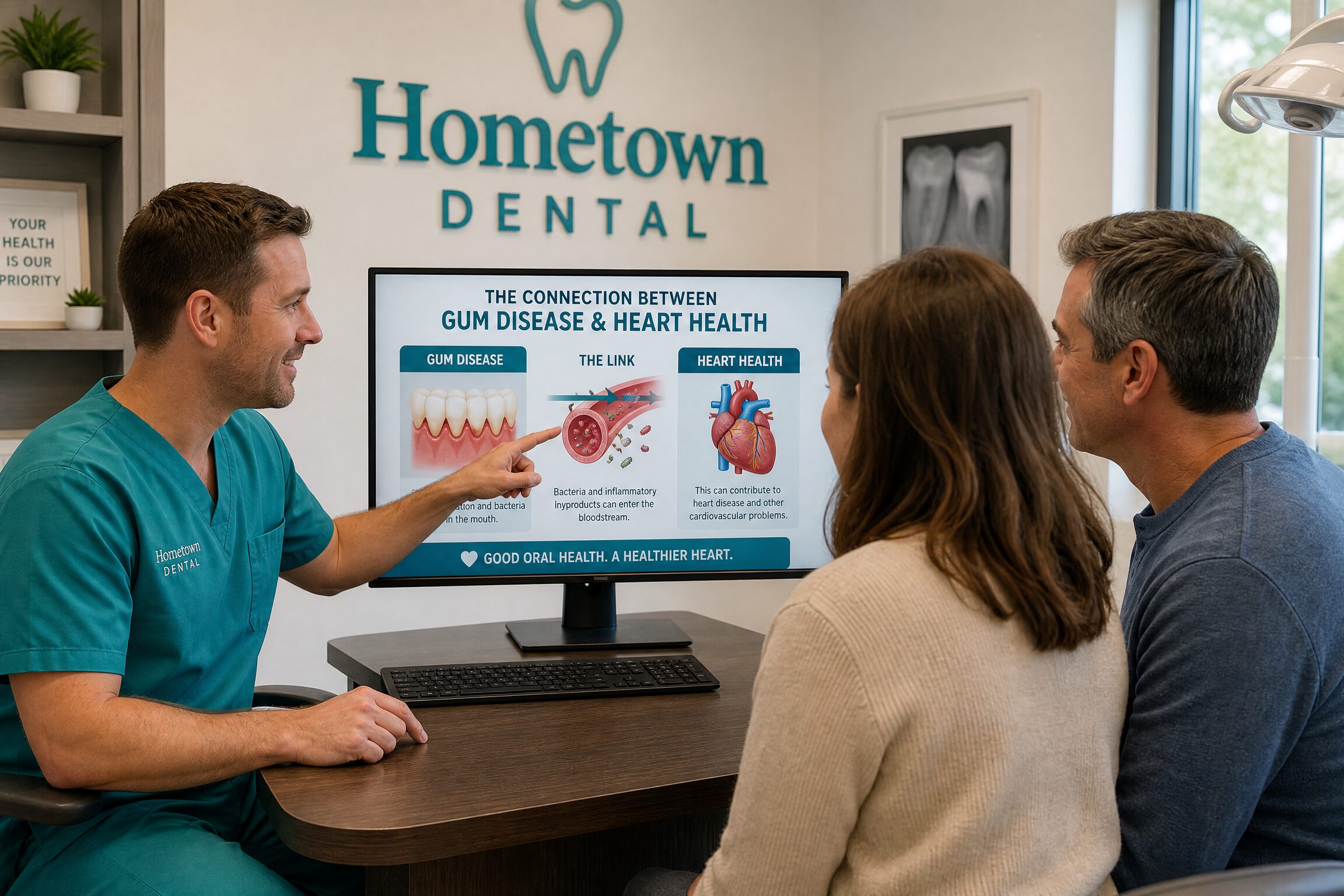 Dentist explaining gum recession