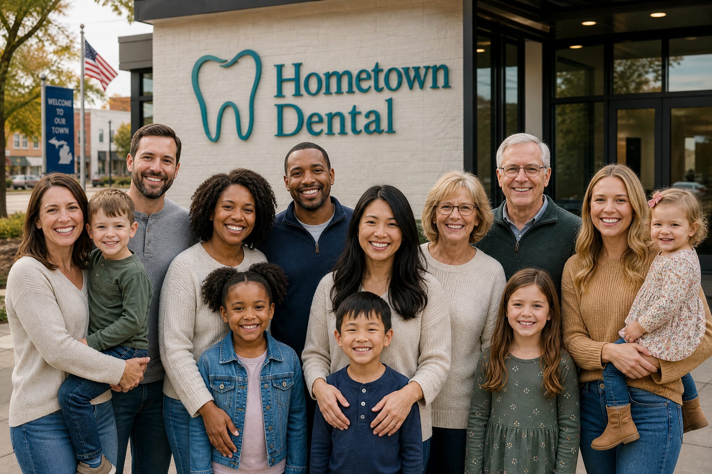 Howell community members outside Hometown Dental