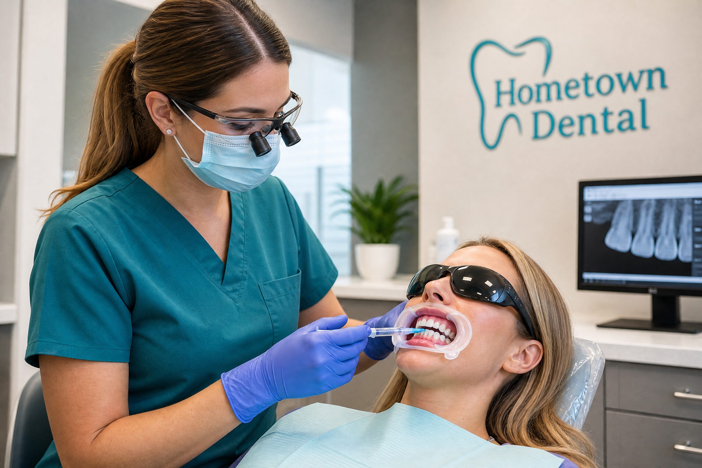 In-office laser teeth whitening treatment