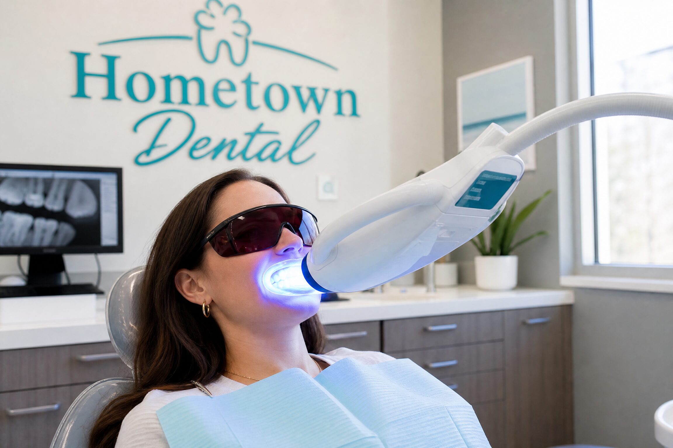 Patient receiving professional teeth whitening